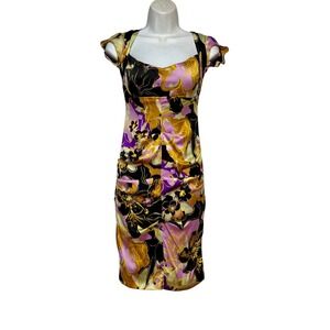 Vintage Cache Y2K‎ Retro Glam Silk Bodycon Dress Womens 6 Cocktail Partycore